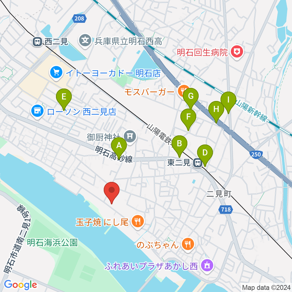 仁科カオルギター教室周辺のカフェ一覧地図