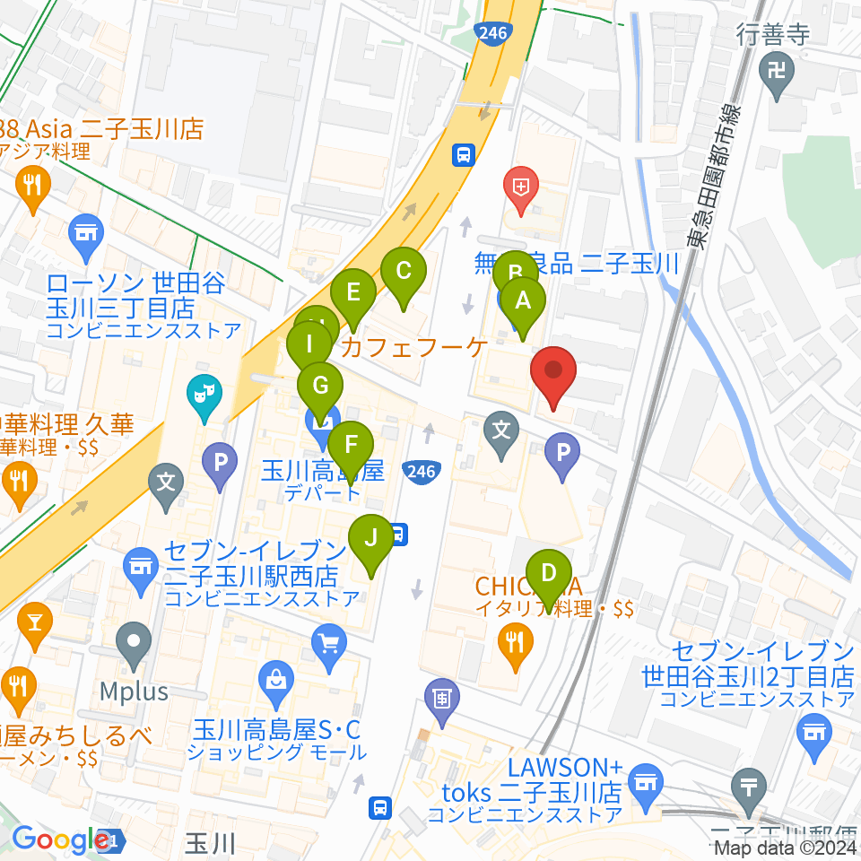 東京音実劇場周辺のカフェ一覧地図