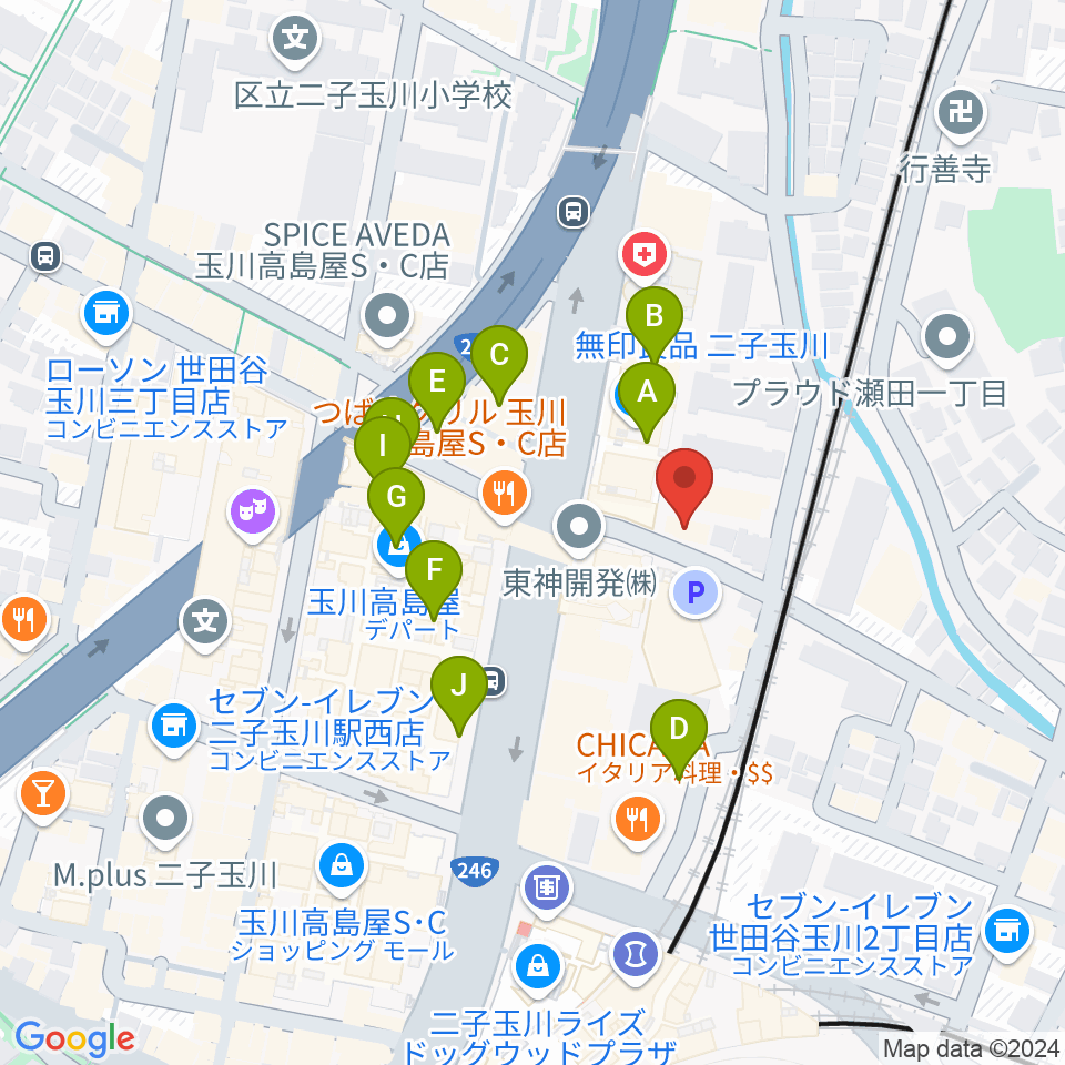 東京音実劇場周辺のカフェ一覧地図