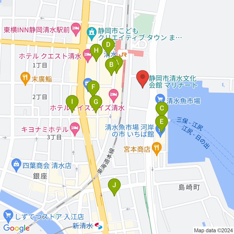 清水文化会館マリナート周辺のカフェ一覧地図