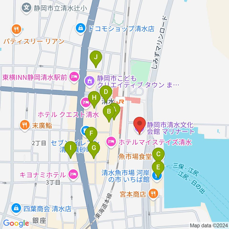 清水文化会館マリナート周辺のカフェ一覧地図