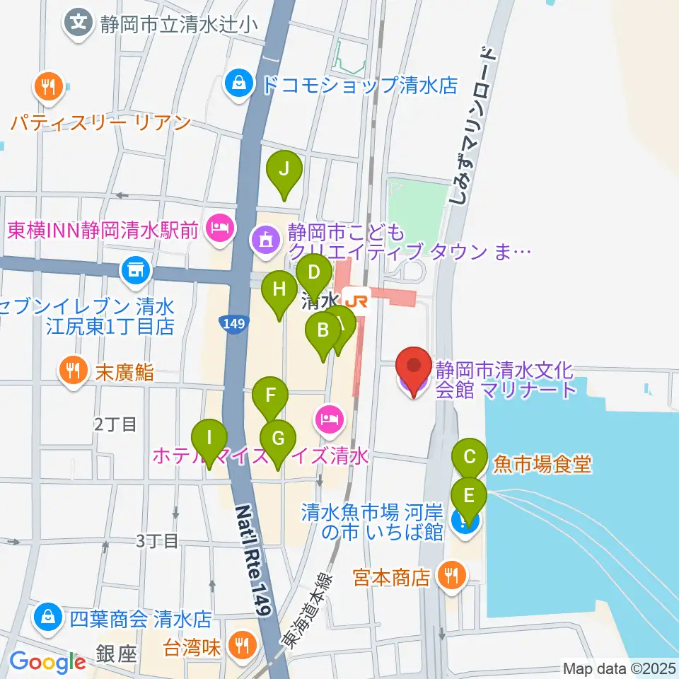 清水文化会館マリナート周辺のカフェ一覧地図
