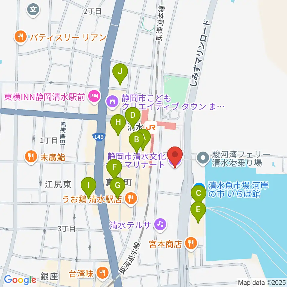 清水文化会館マリナート周辺のカフェ一覧地図