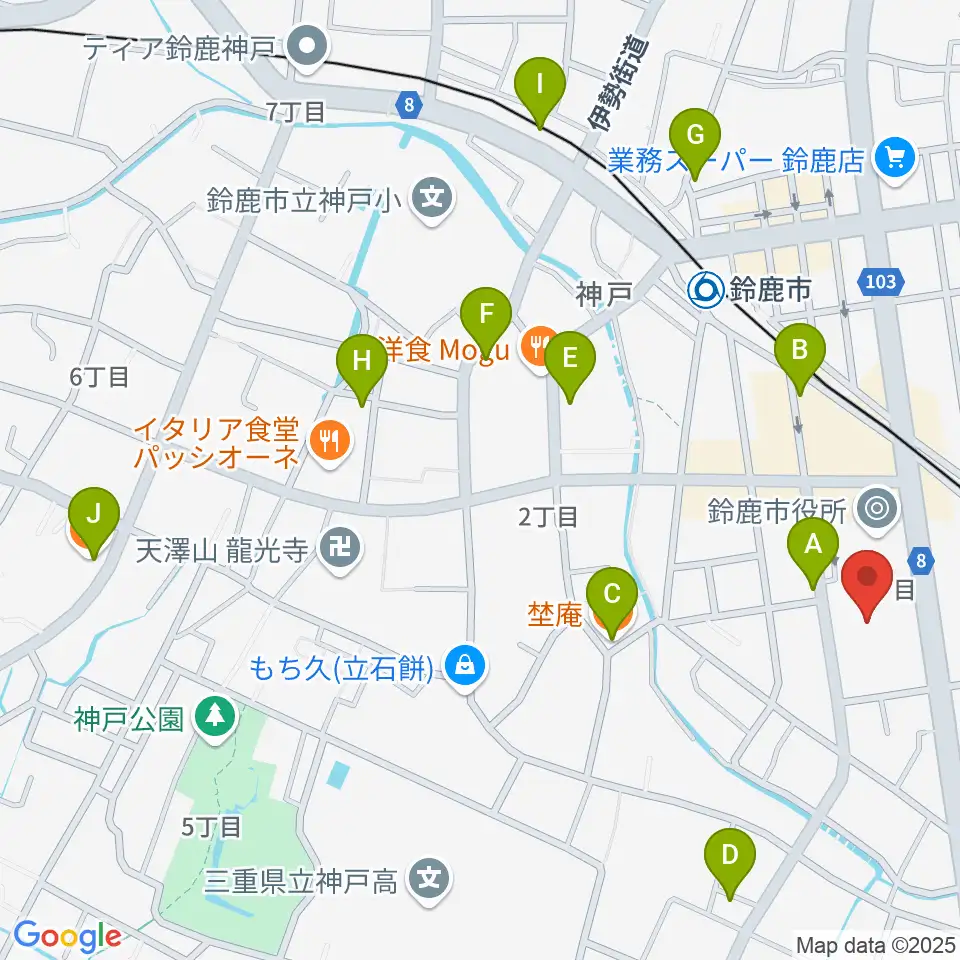 イスのサンケイホール鈴鹿周辺のカフェ一覧地図