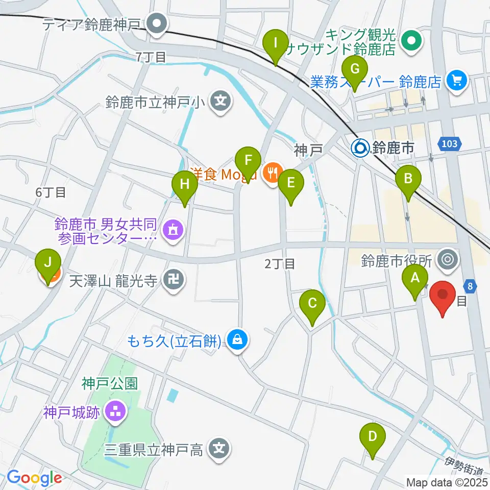イスのサンケイホール鈴鹿周辺のカフェ一覧地図