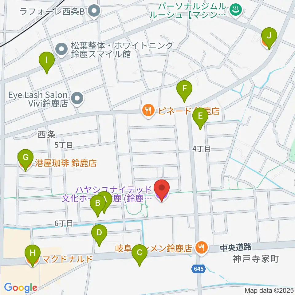 ハヤシユナイテッド文化ホール鈴鹿周辺のカフェ一覧地図