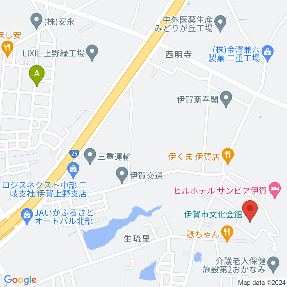 伊賀市文化会館周辺のカフェ一覧地図
