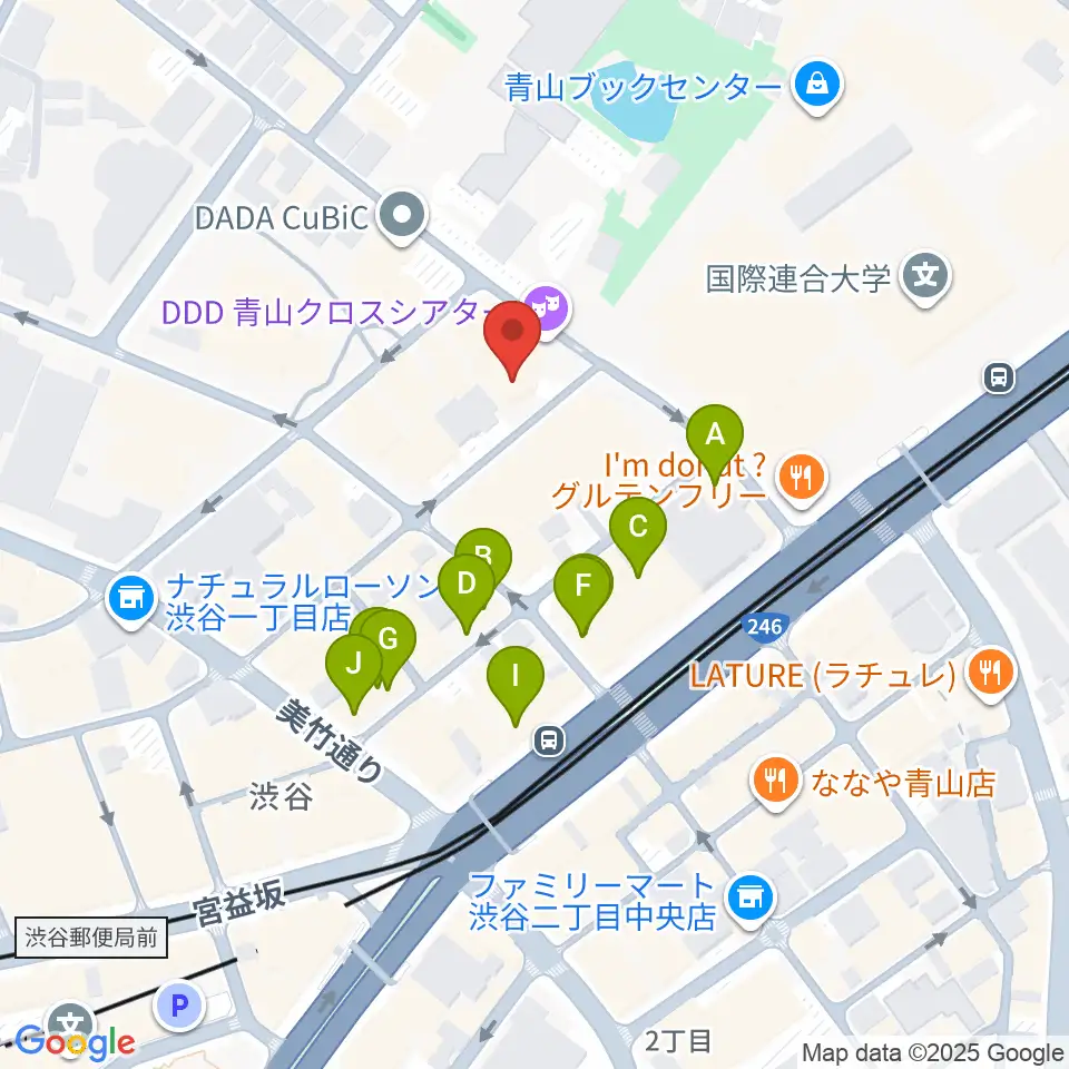 DDD青山クロスシアター周辺のカフェ一覧地図