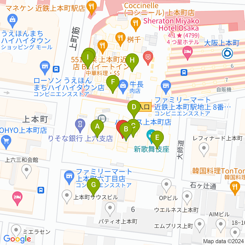新歌舞伎座周辺のカフェ一覧地図