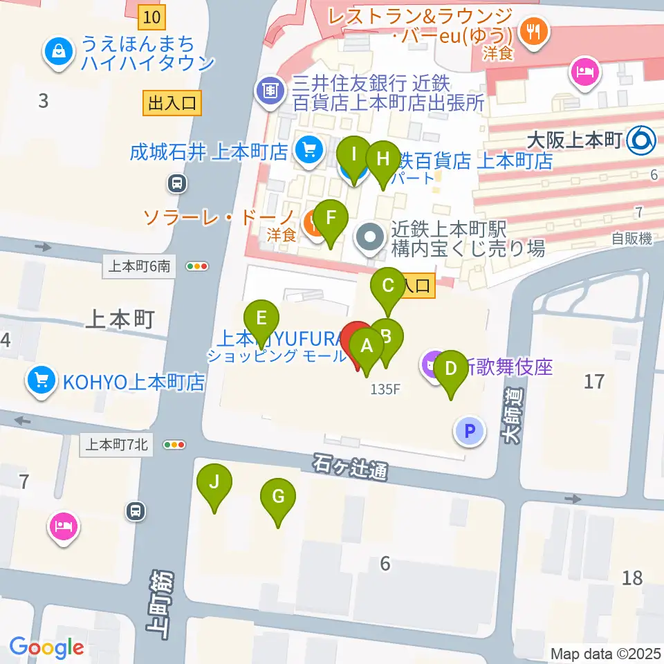 新歌舞伎座周辺のカフェ一覧地図