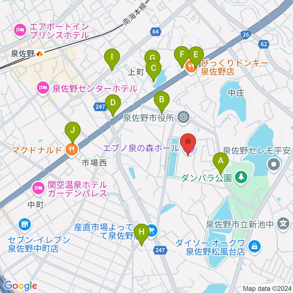 エブノ泉の森ホール周辺のカフェ一覧地図