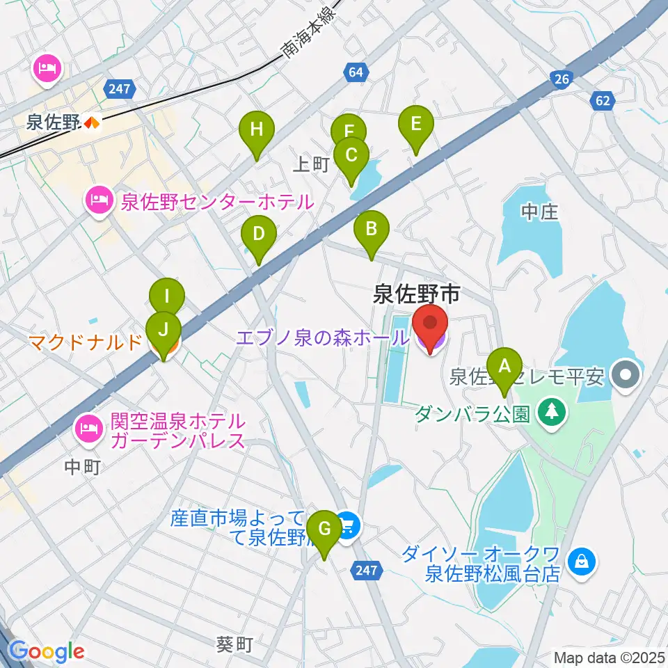 エブノ泉の森ホール周辺のカフェ一覧地図
