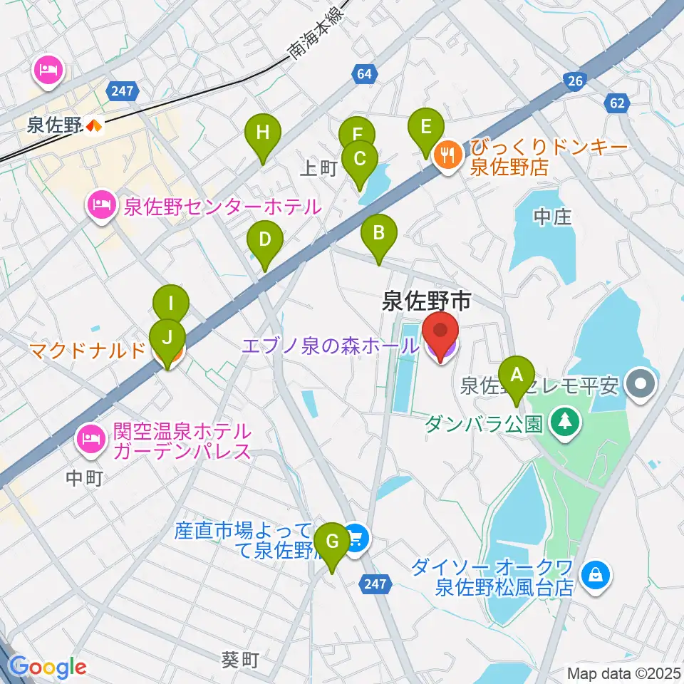エブノ泉の森ホール周辺のカフェ一覧地図