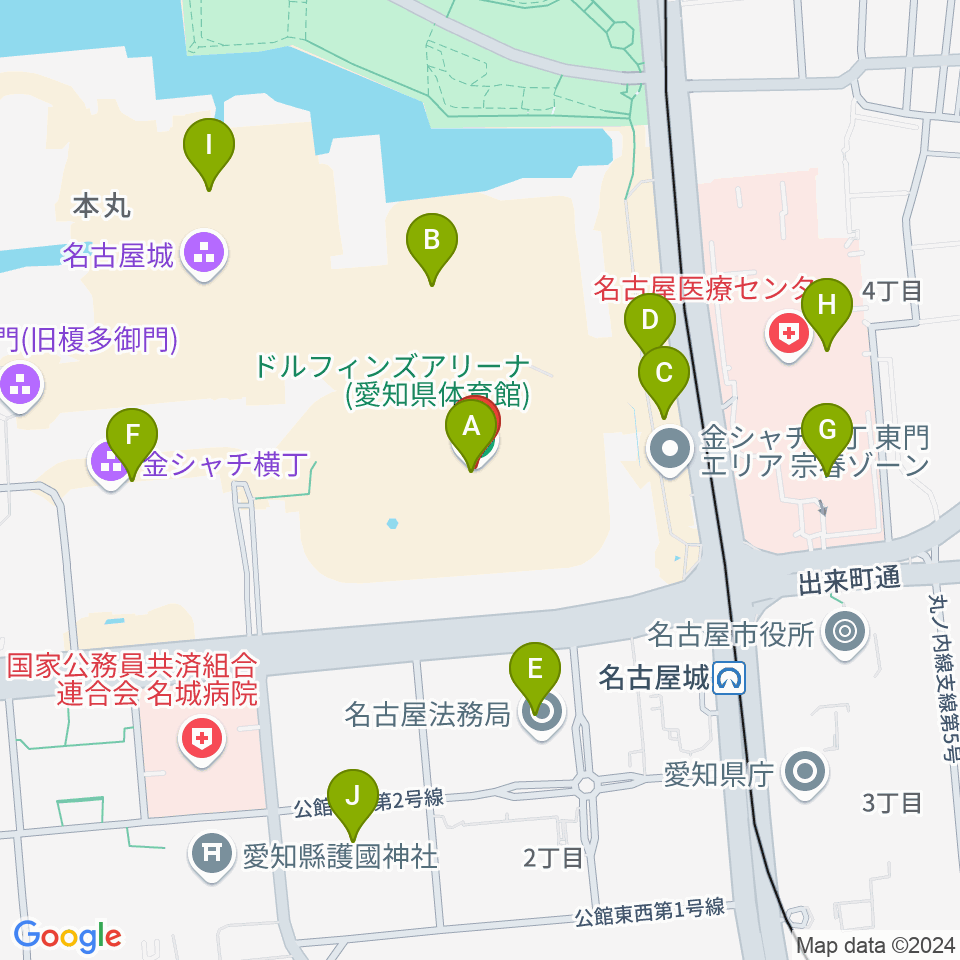 ドルフィンズアリーナ 愛知県体育館周辺のカフェ一覧地図