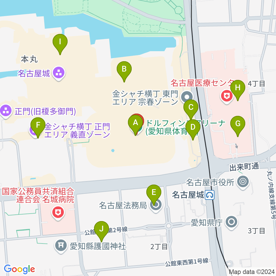 ドルフィンズアリーナ 愛知県体育館周辺のカフェ一覧地図