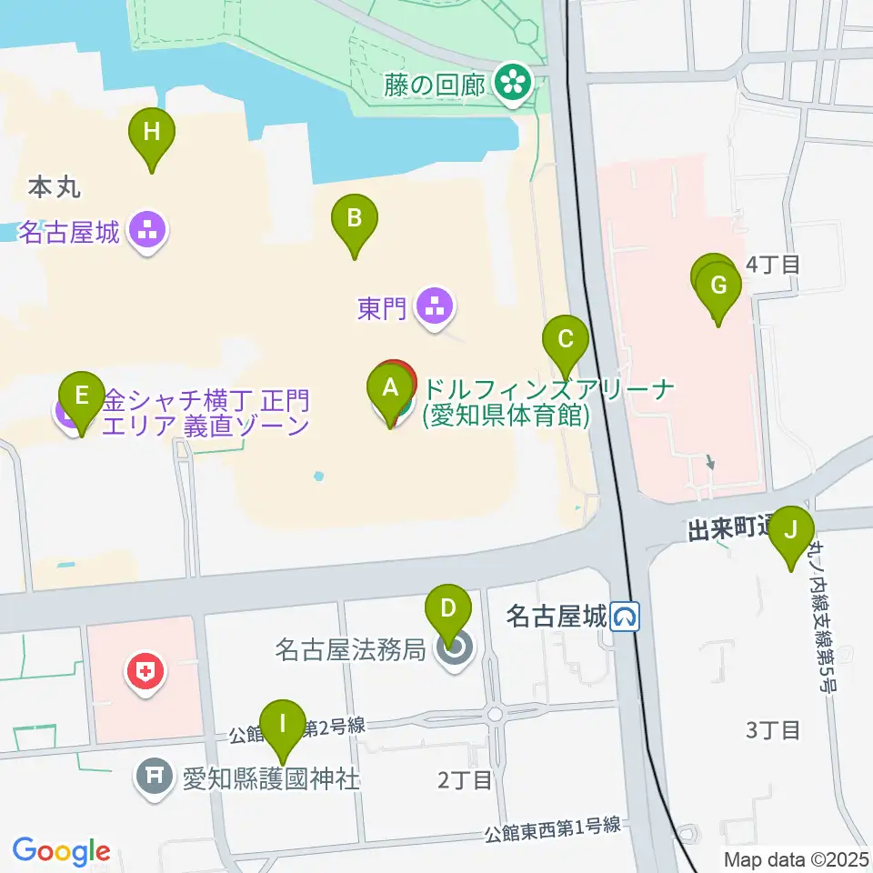愛知県体育館周辺のカフェ一覧地図