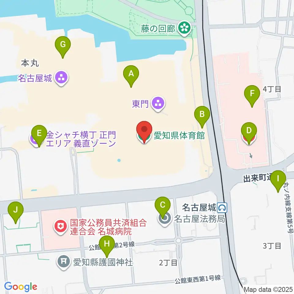 愛知県体育館周辺のカフェ一覧地図