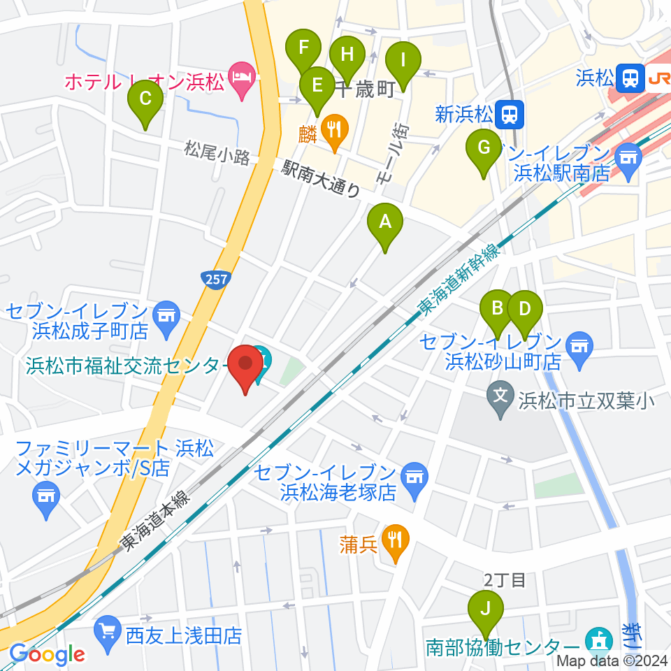 浜松市福祉交流センター周辺のカフェ一覧地図