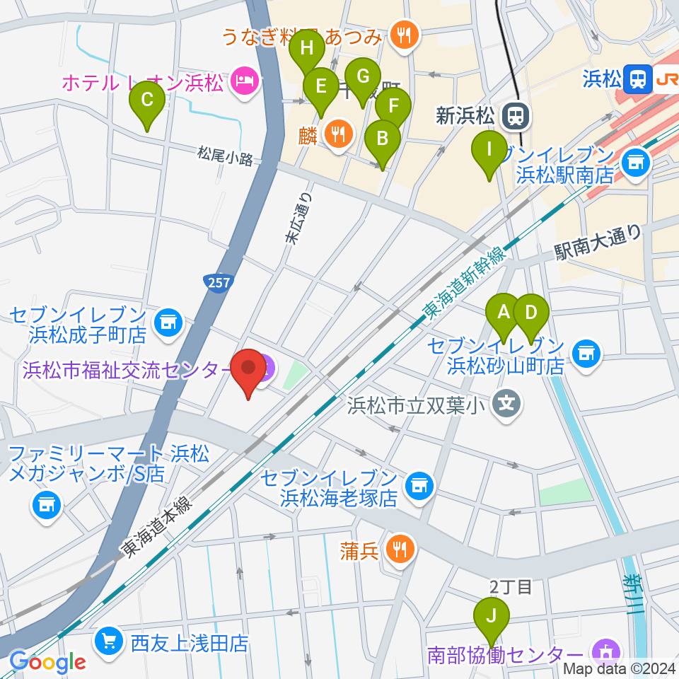 浜松市福祉交流センター周辺のカフェ一覧地図