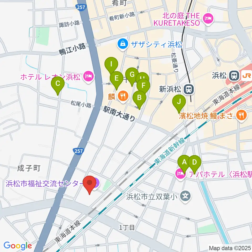 浜松市福祉交流センター周辺のカフェ一覧地図