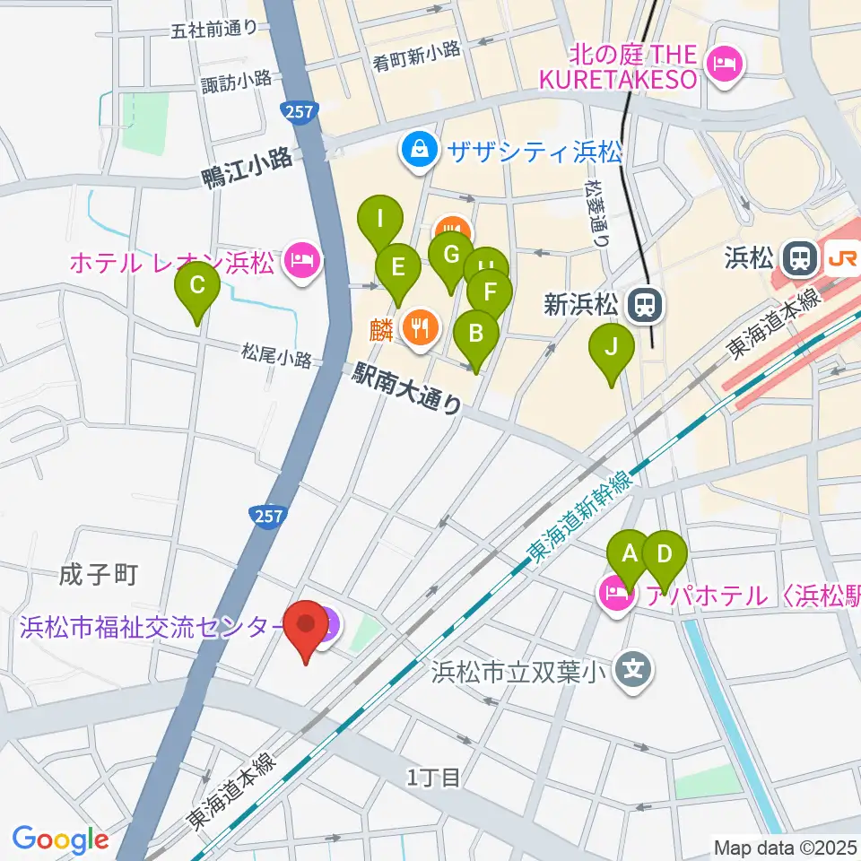 浜松市福祉交流センター周辺のカフェ一覧地図