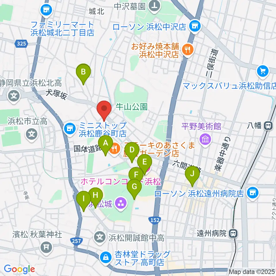 浜松市勤労会館Uホール周辺のカフェ一覧地図