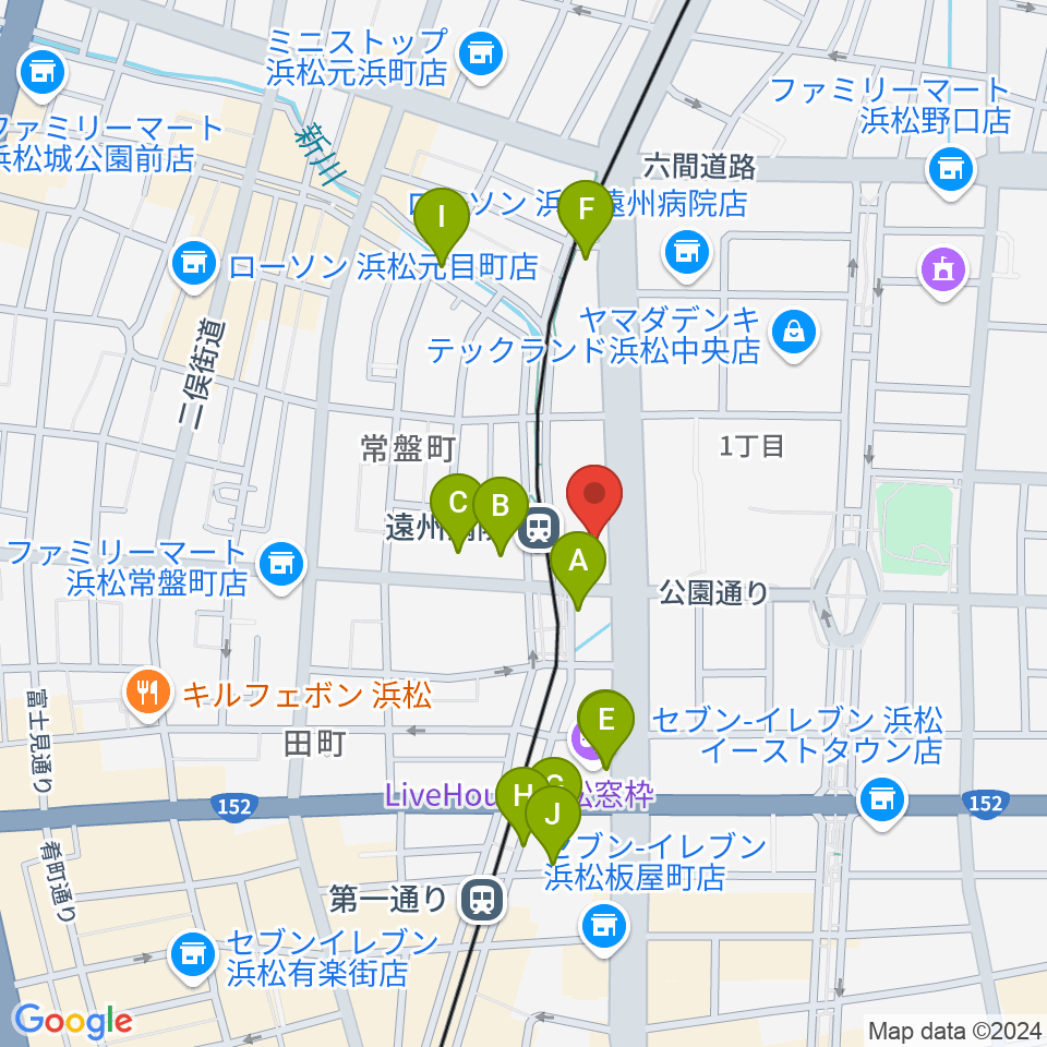 クリエート浜松周辺のカフェ一覧地図