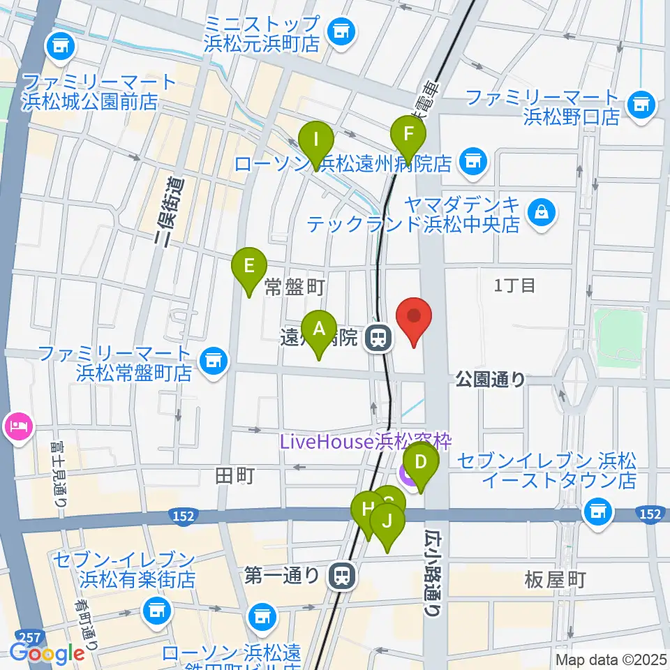 クリエート浜松周辺のカフェ一覧地図