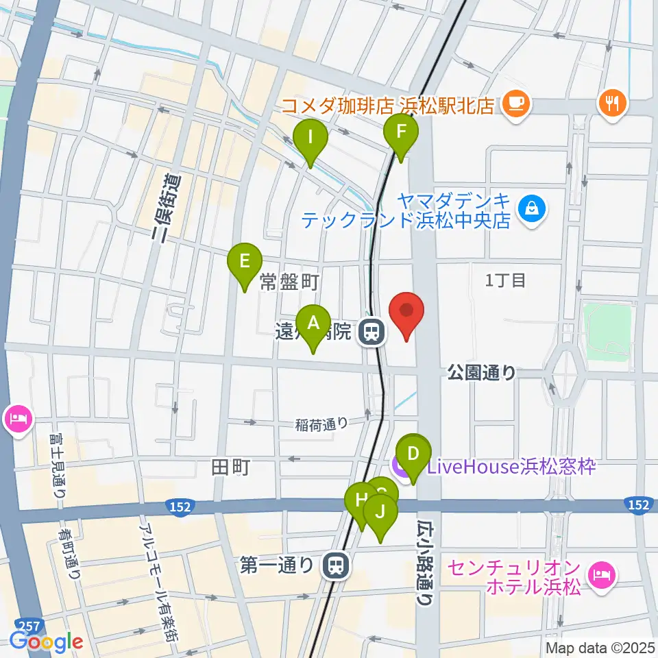 クリエート浜松周辺のカフェ一覧地図