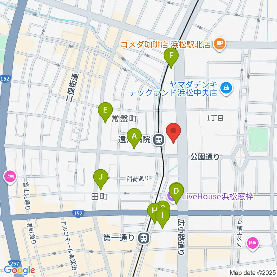 クリエート浜松周辺のカフェ一覧地図
