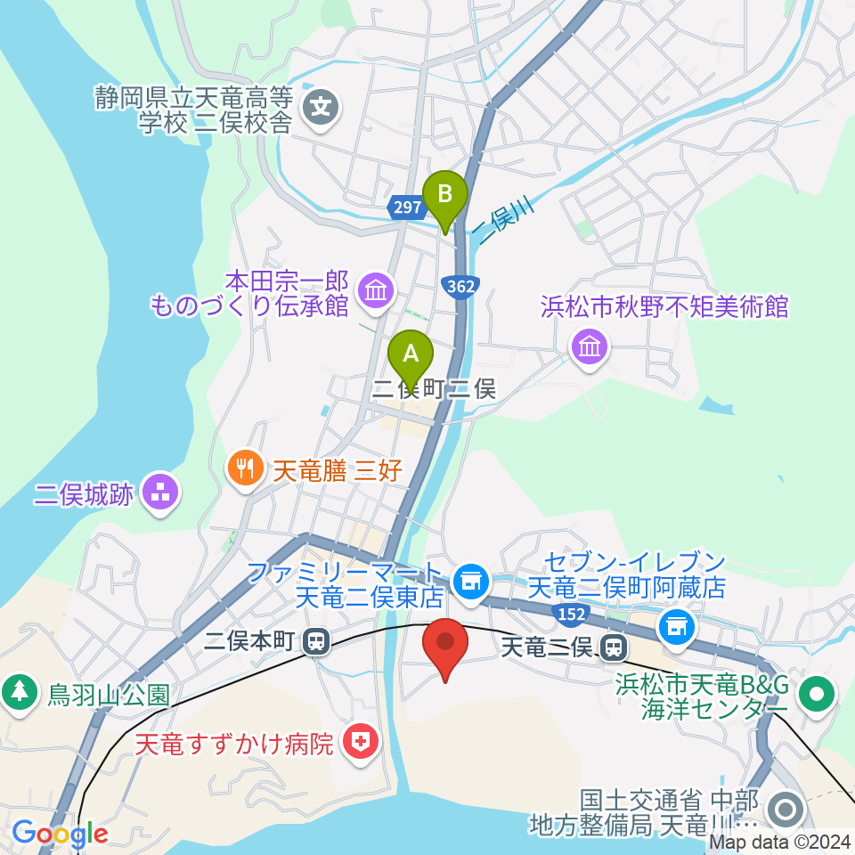 浜松市天竜壬生ホール周辺のカフェ一覧地図