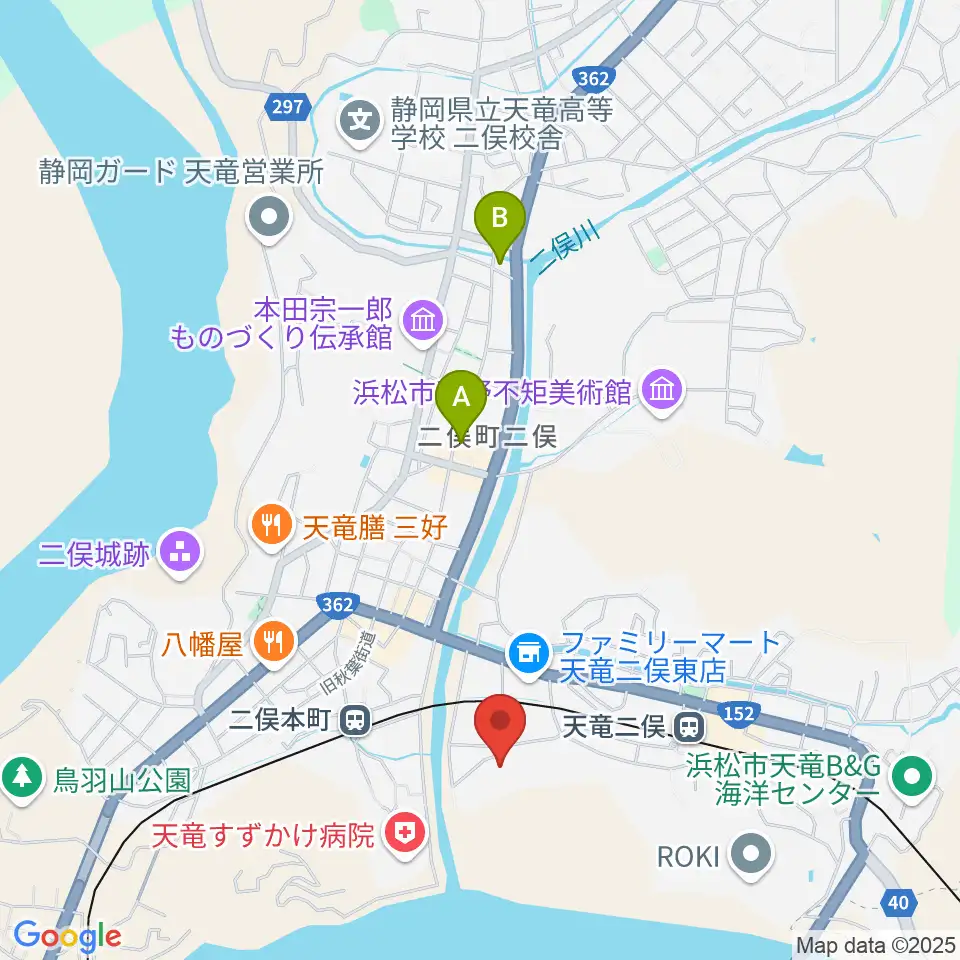 浜松市天竜壬生ホール周辺のカフェ一覧地図