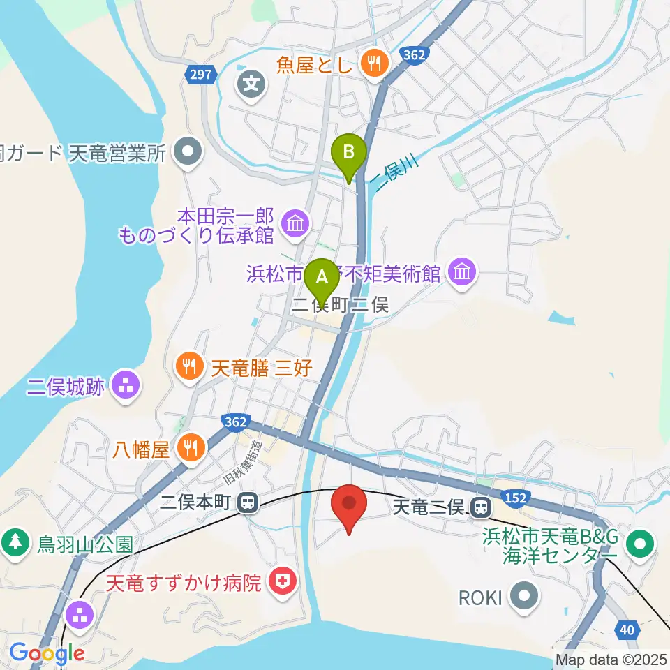 浜松市天竜壬生ホール周辺のカフェ一覧地図