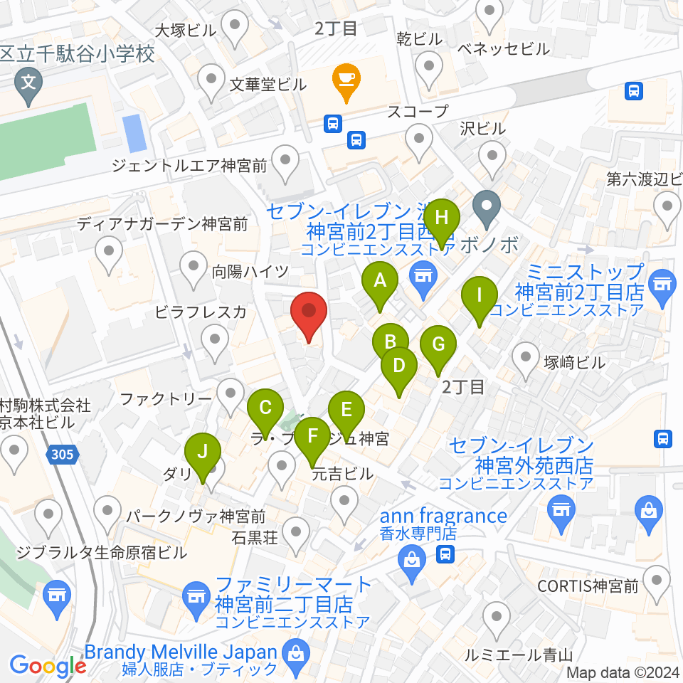 STUDIO SHANGRI-LA周辺のカフェ一覧地図