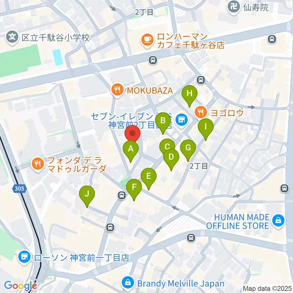 STUDIO SHANGRI-LA周辺のカフェ一覧地図