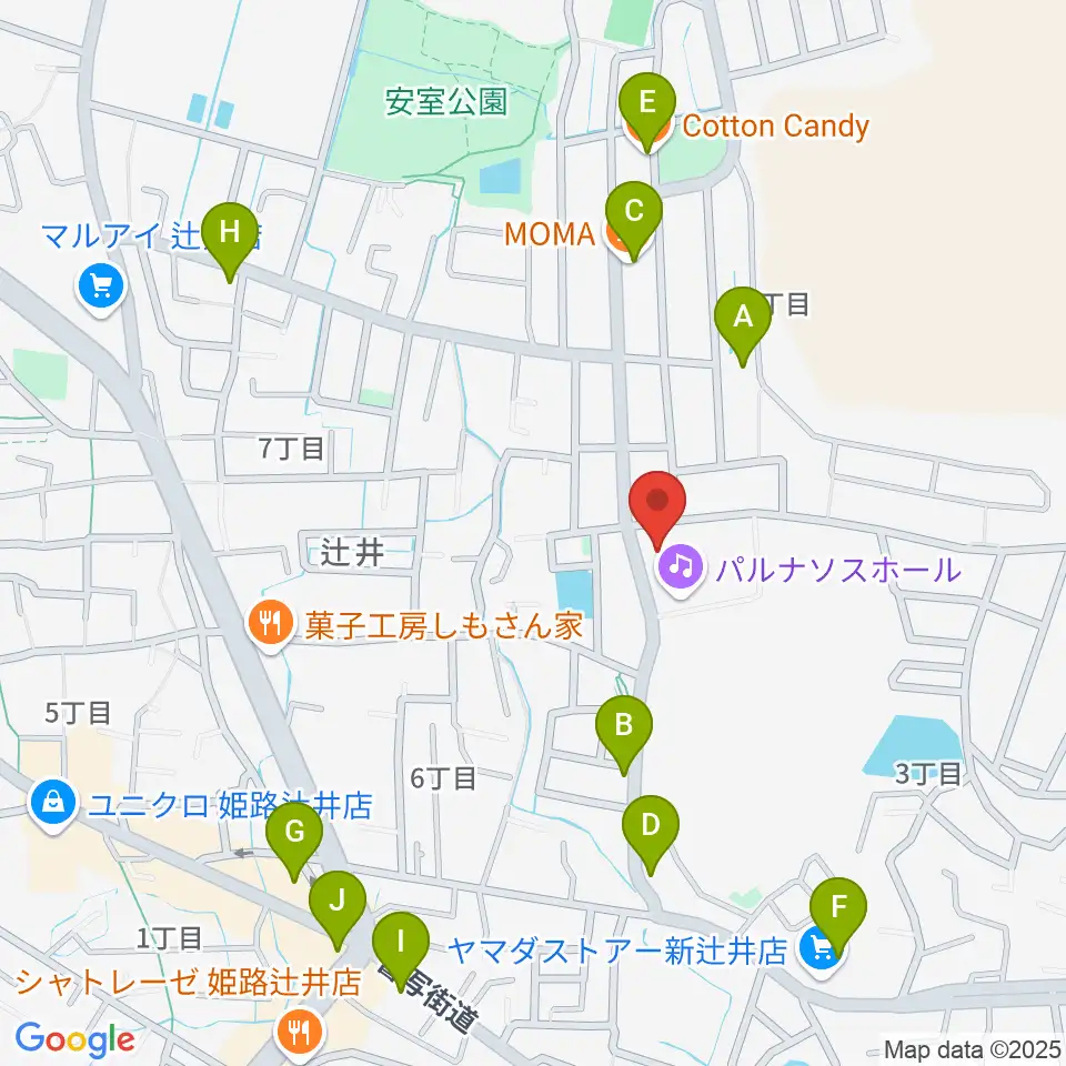 パルナソスホール周辺のカフェ一覧地図