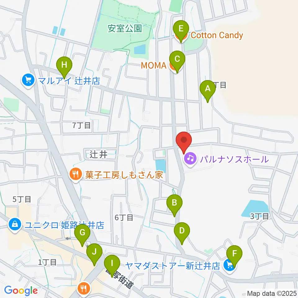 パルナソスホール周辺のカフェ一覧地図