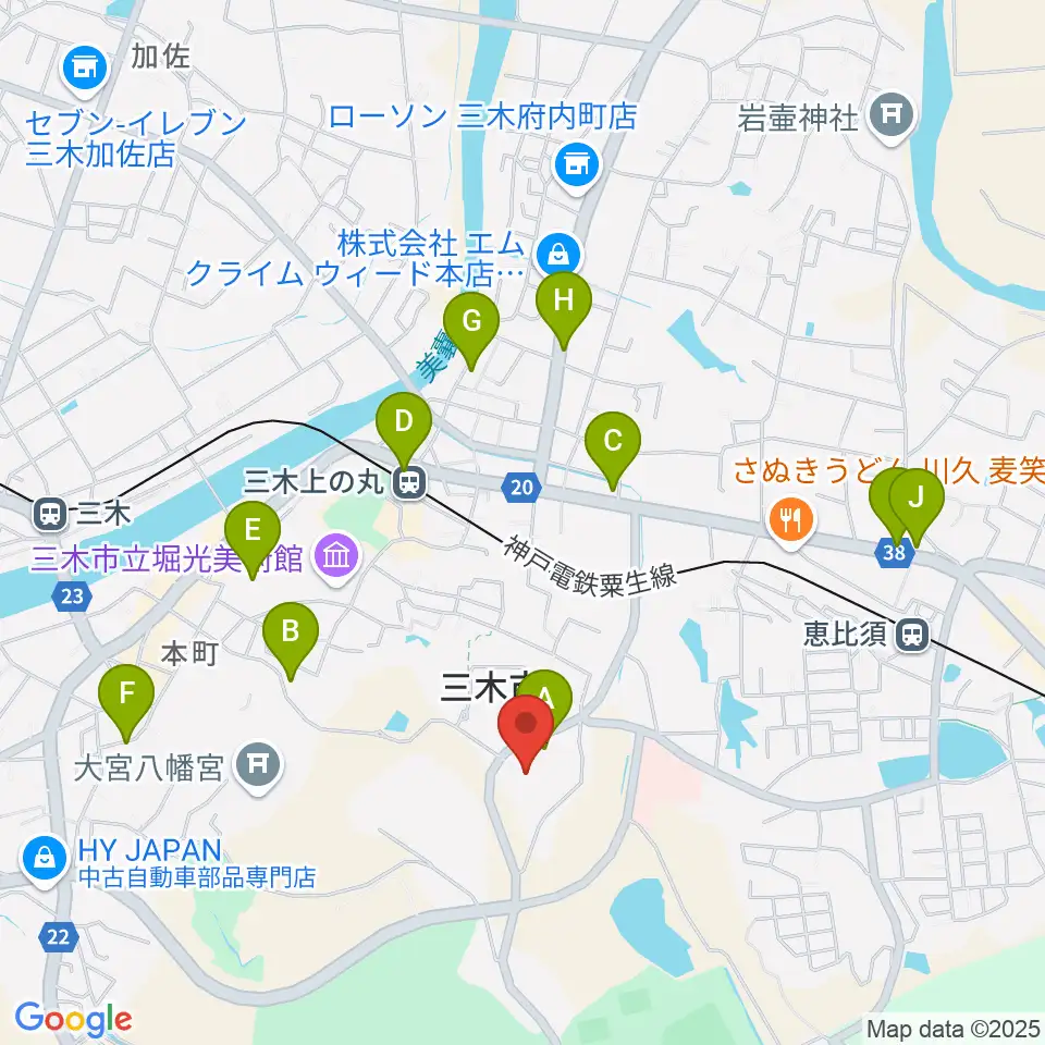 三木市文化会館周辺のカフェ一覧地図