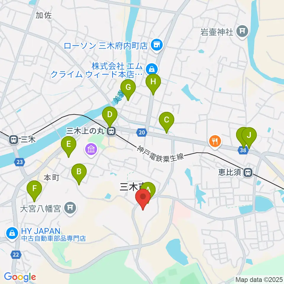 三木市文化会館周辺のカフェ一覧地図