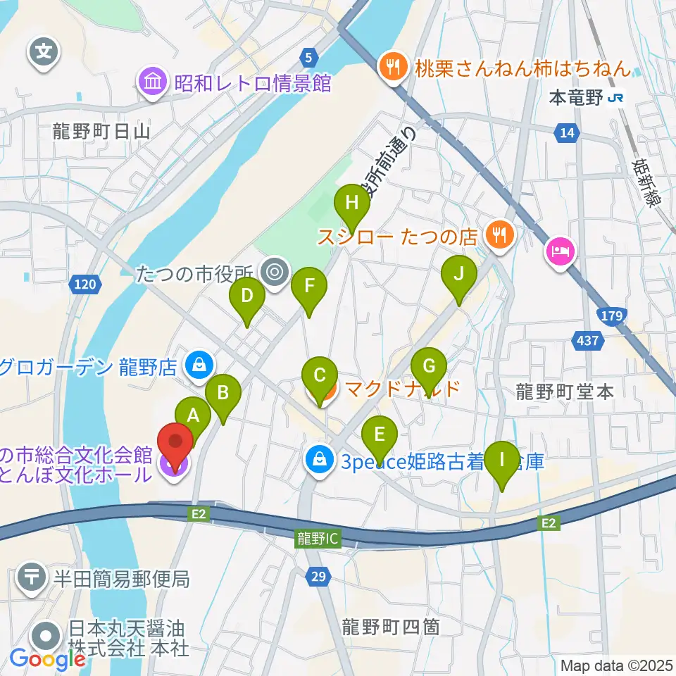 赤とんぼ文化ホール周辺のカフェ一覧地図