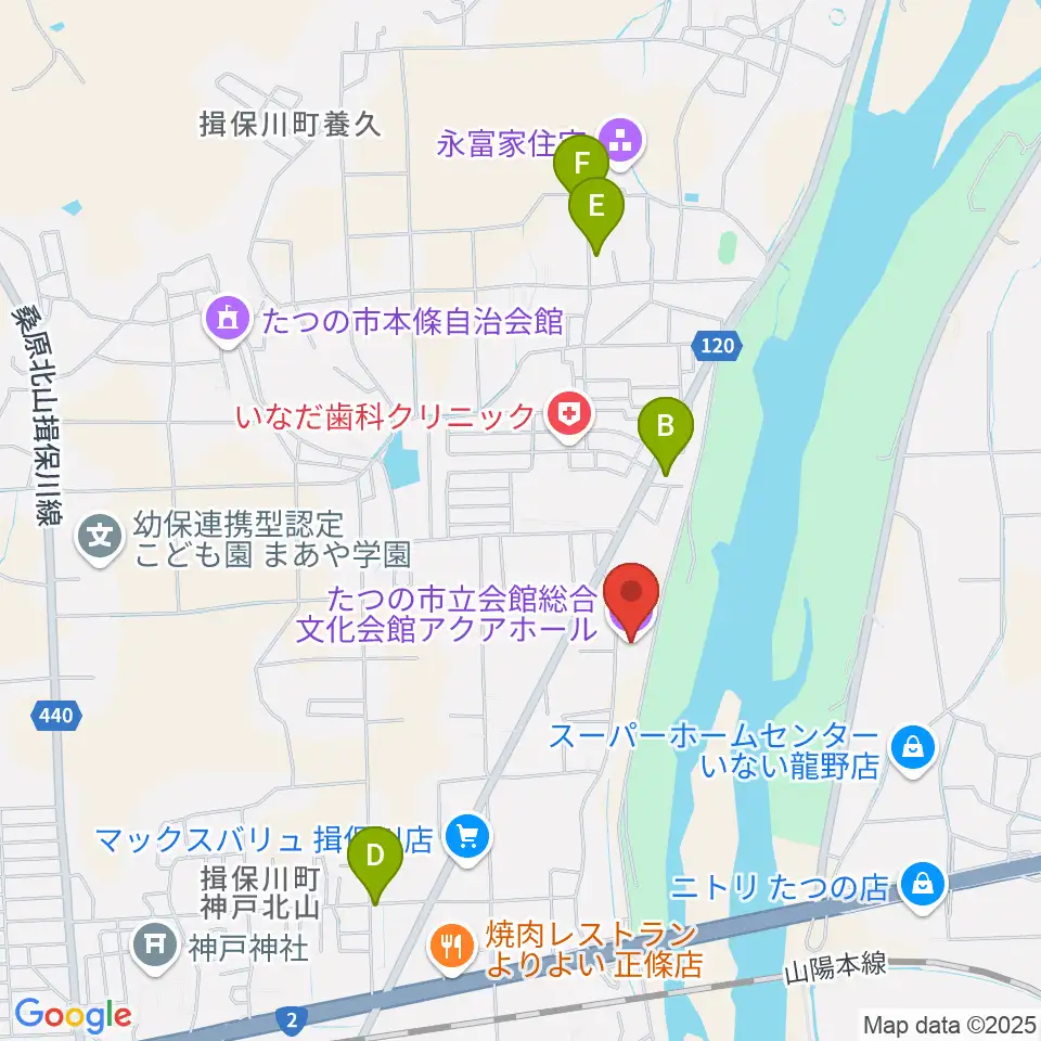 たつの市総合文化会館アクアホール周辺のカフェ一覧地図