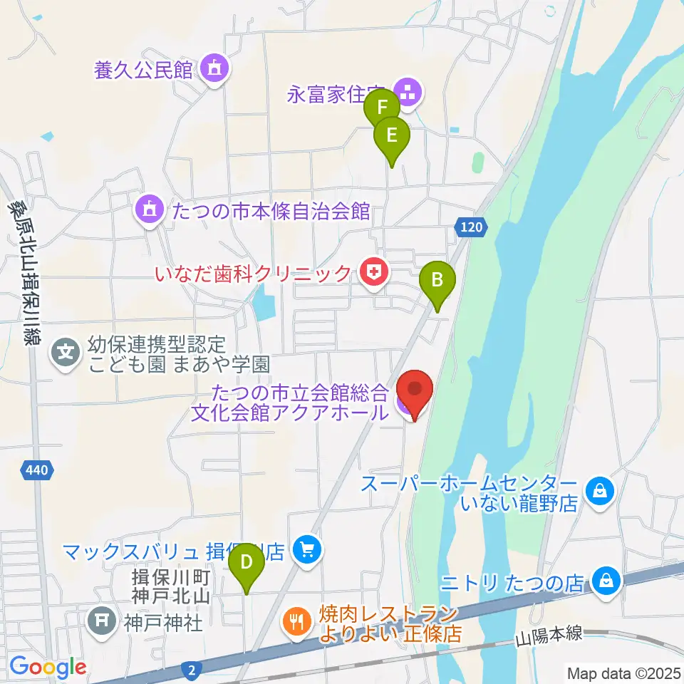 たつの市総合文化会館アクアホール周辺のカフェ一覧地図