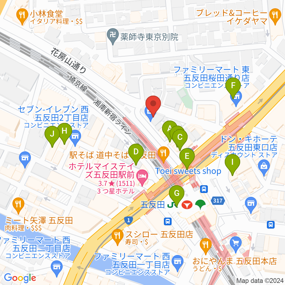 佐野ギター教室周辺のカフェ一覧地図