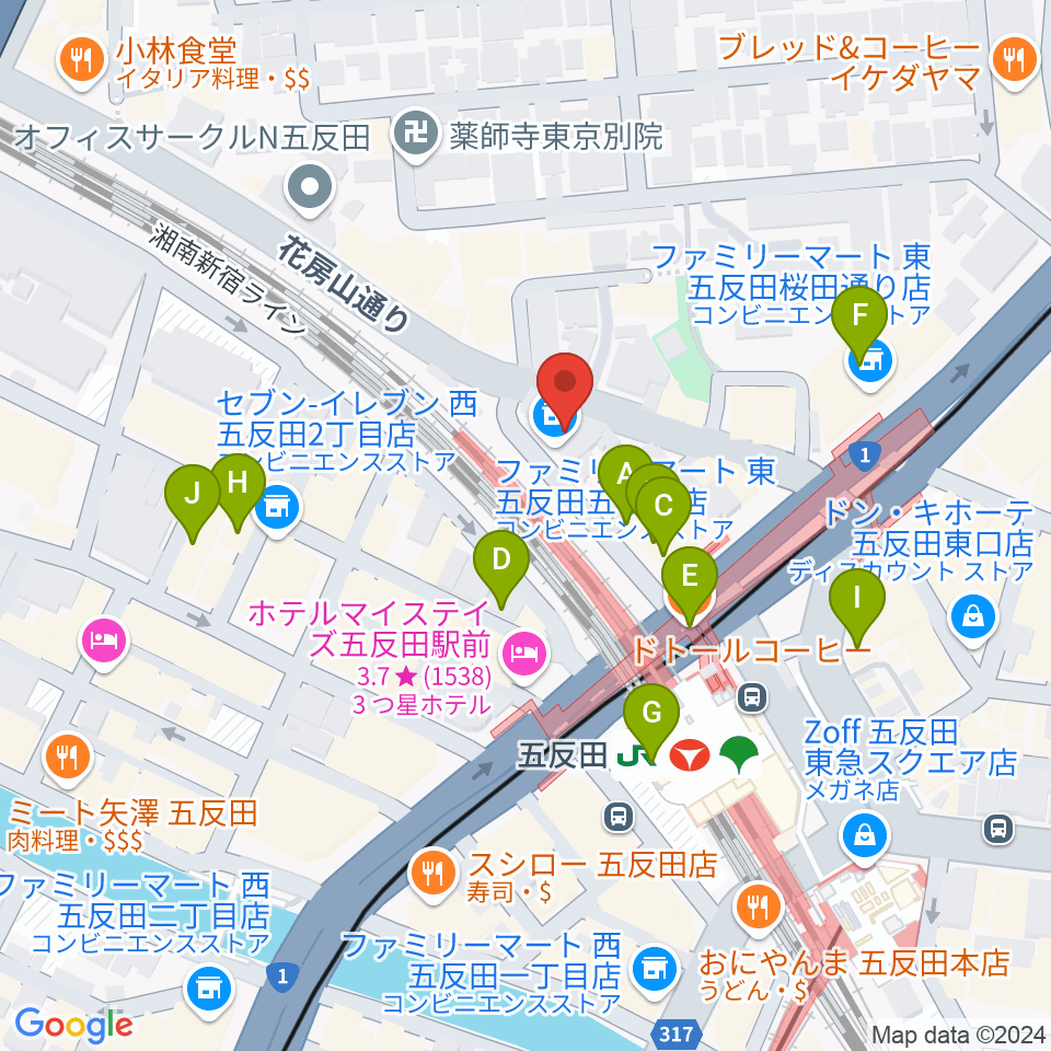 佐野ギター教室周辺のカフェ一覧地図