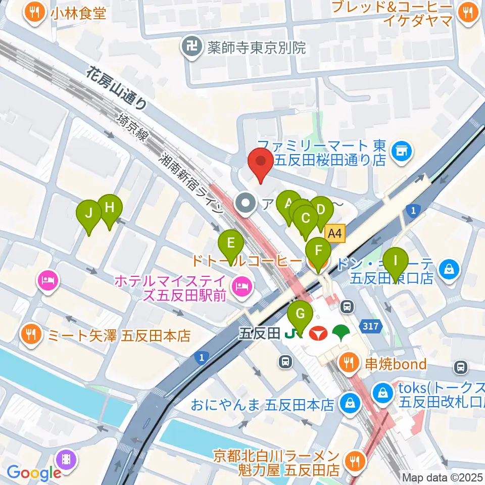 佐野ギター教室周辺のカフェ一覧地図