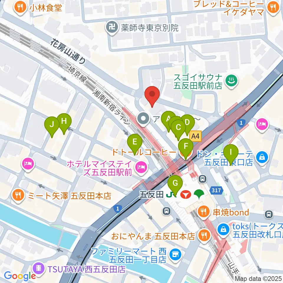 佐野ギター教室周辺のカフェ一覧地図