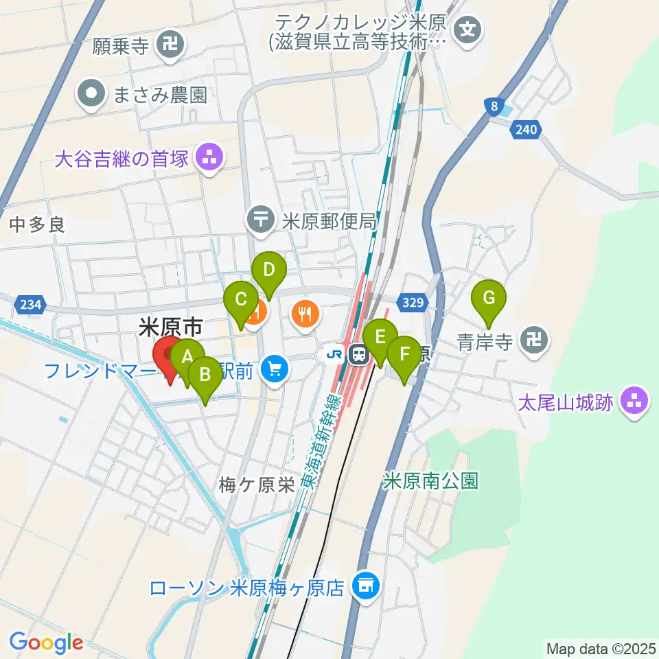 滋賀県立文化産業交流会館周辺のカフェ一覧地図
