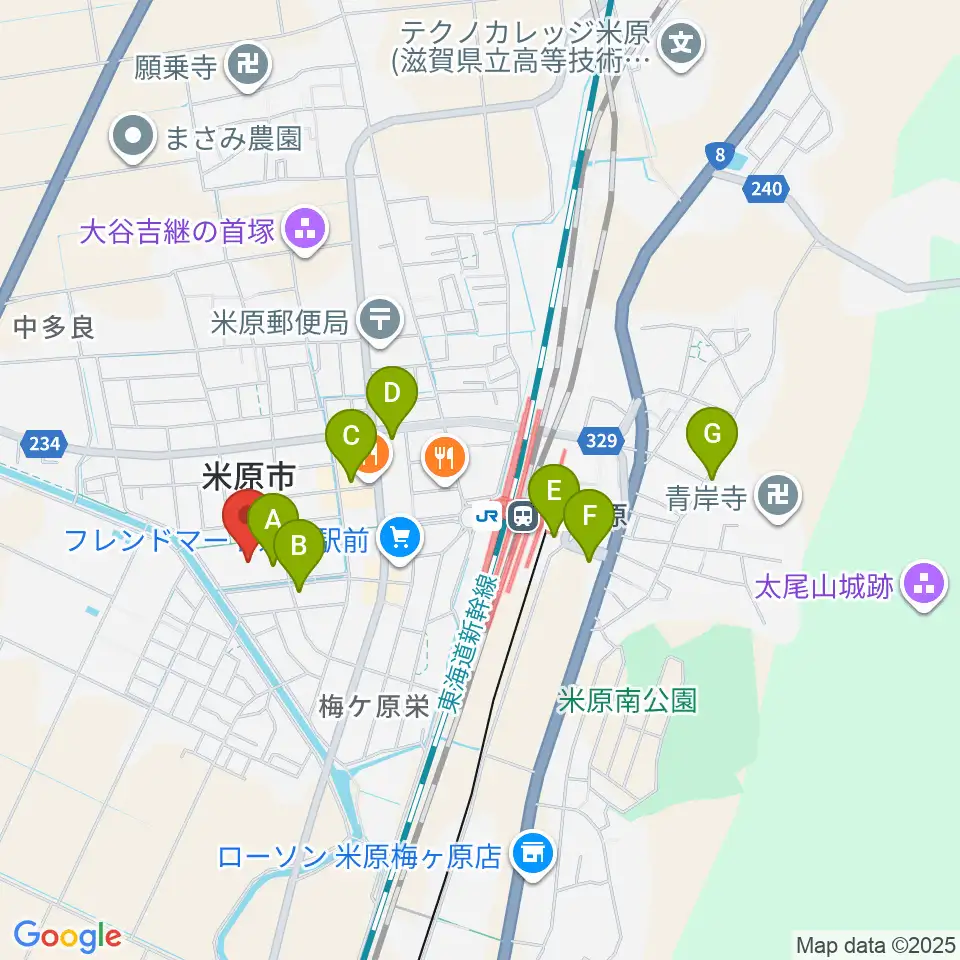 滋賀県立文化産業交流会館周辺のカフェ一覧地図