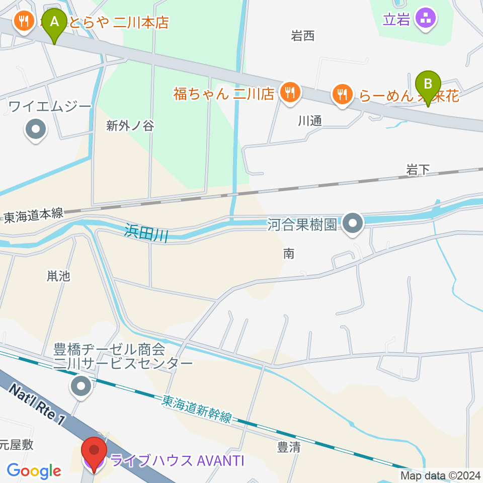 豊橋アバンティ周辺のカフェ一覧地図