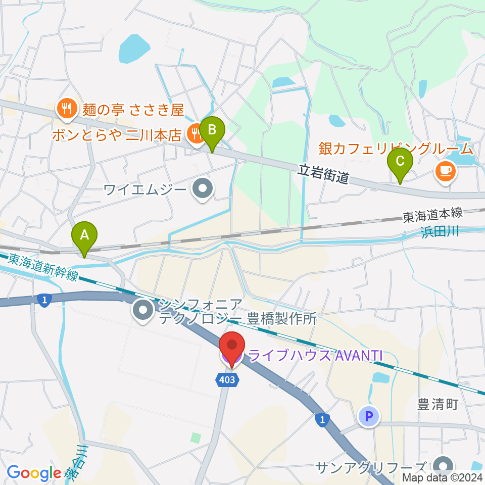 豊橋アバンティ周辺のカフェ一覧地図